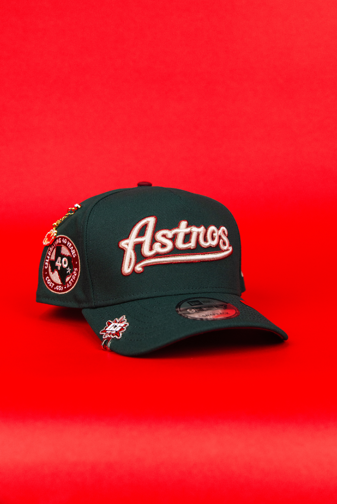 NEW ERA 9FIFTY A-FRAME FOREST GREEN HOUSTON ASTROS W/ 40TH ANNIVERSARY SIDE PATCH