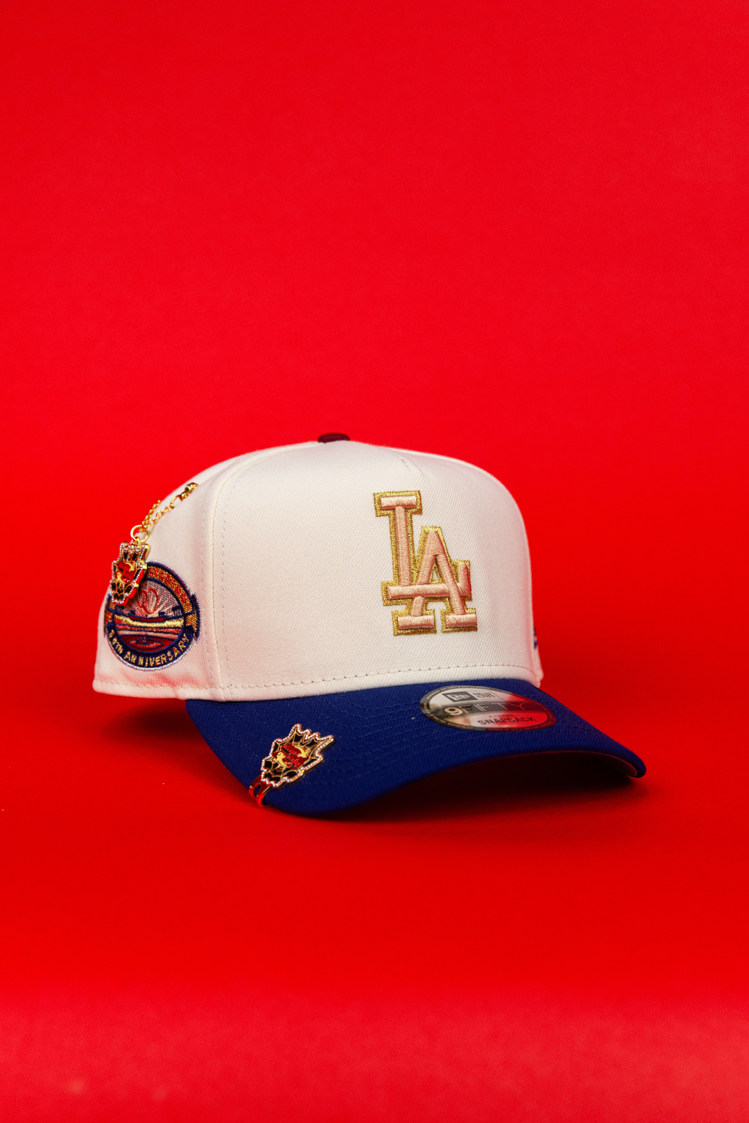 NEW ERA 9FIFTY A-FRAME CHROME/ BLUE LOS ANGELES DODGERS SNAPBACK W/ 50TH ANNIVERSARY SIDE PATCH