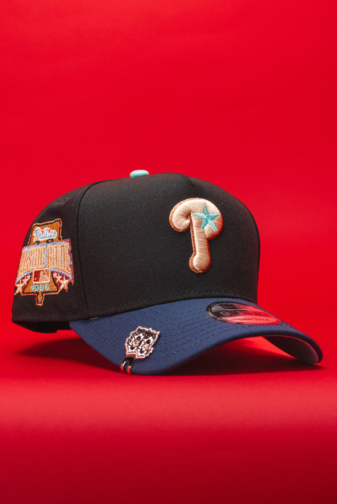 NEW ERA 9FIFTY A-FRAME BLACK/NAVY PHILADELPHIA PHILLIES SNAPBACK W/ 1996 ALL STAR GAME SIDE PATCH