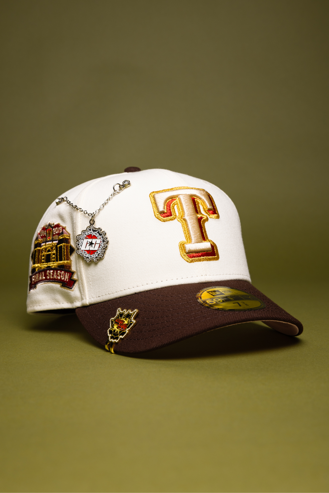 NEW ERA EXCLUSIVE 59FIFTY CHROME/BROWN TEXAS RANGERS W/ FINAL SEASON SIDE PATCH