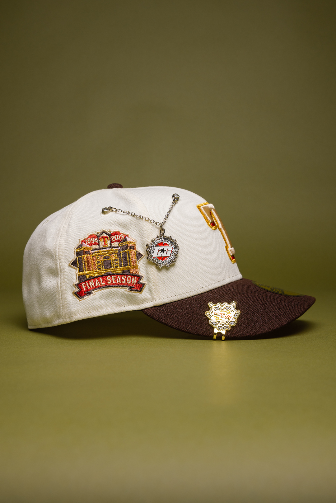 NEW ERA EXCLUSIVE 59FIFTY CHROME/BROWN TEXAS RANGERS W/ FINAL SEASON SIDE PATCH