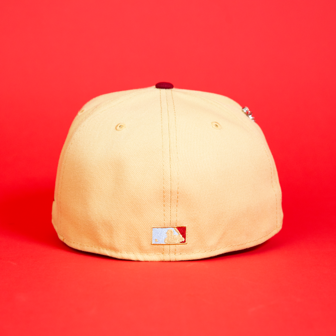 NEW ERA EXCLUSIVE 59FIFTY VEGAS GOLD/ KHAKI ANAHEIM ANGELS W/ 40TH ANNIVERSARY PATCH