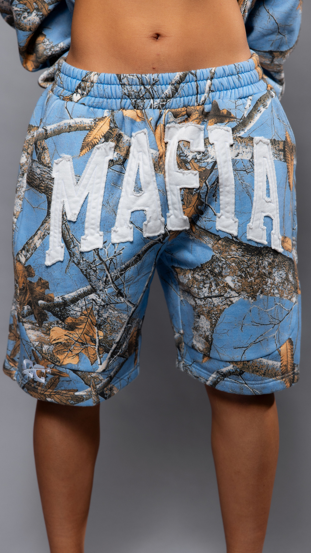 CAP CITY X SHORELINE MAFIA SKY BLUE CAMO SHORTS -UNISEX
