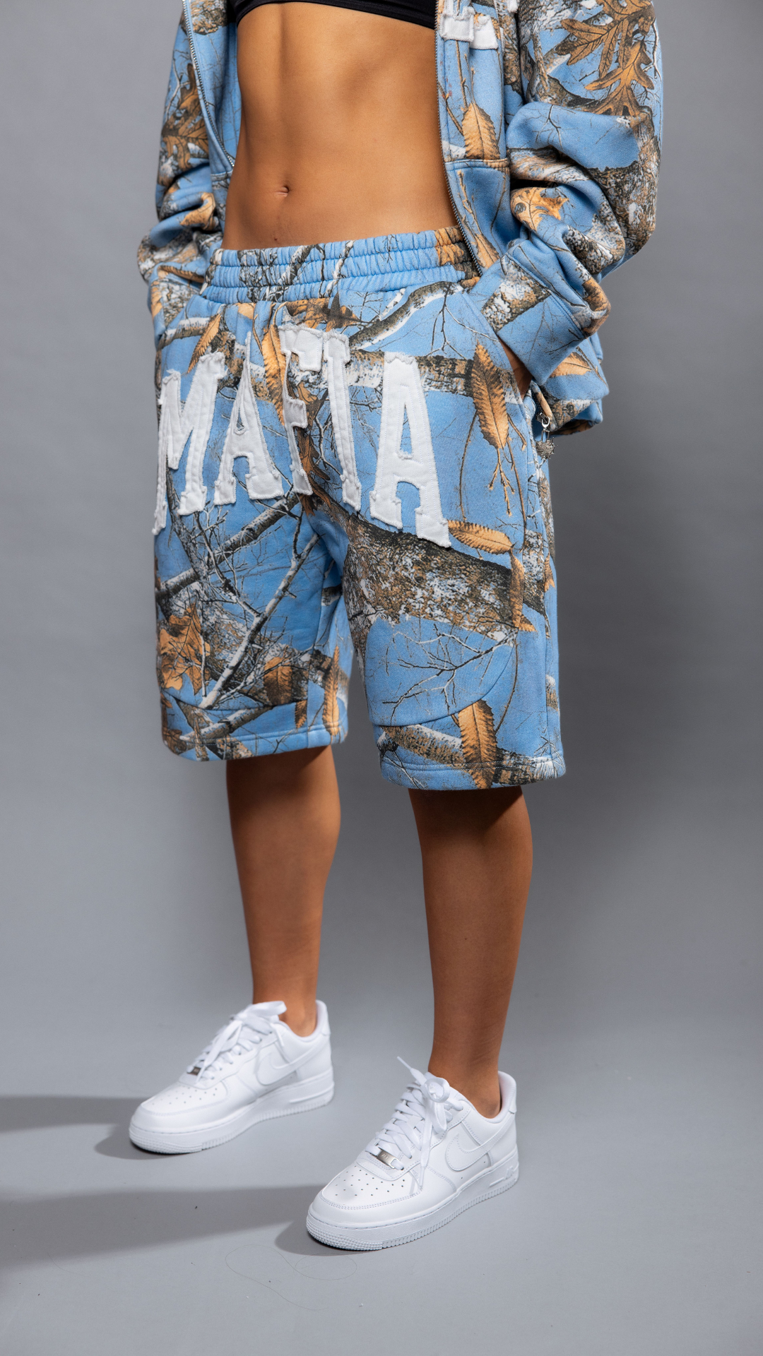 CAP CITY X SHORELINE MAFIA SKY BLUE CAMO SHORTS -UNISEX