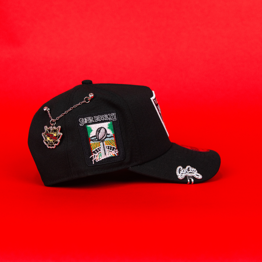 NEW ERA 9FIFTY A-FRAME BLACK LAS VEGAS RAIDERS SNAPBACK W/ SUPER BOWL SIDE PATCH