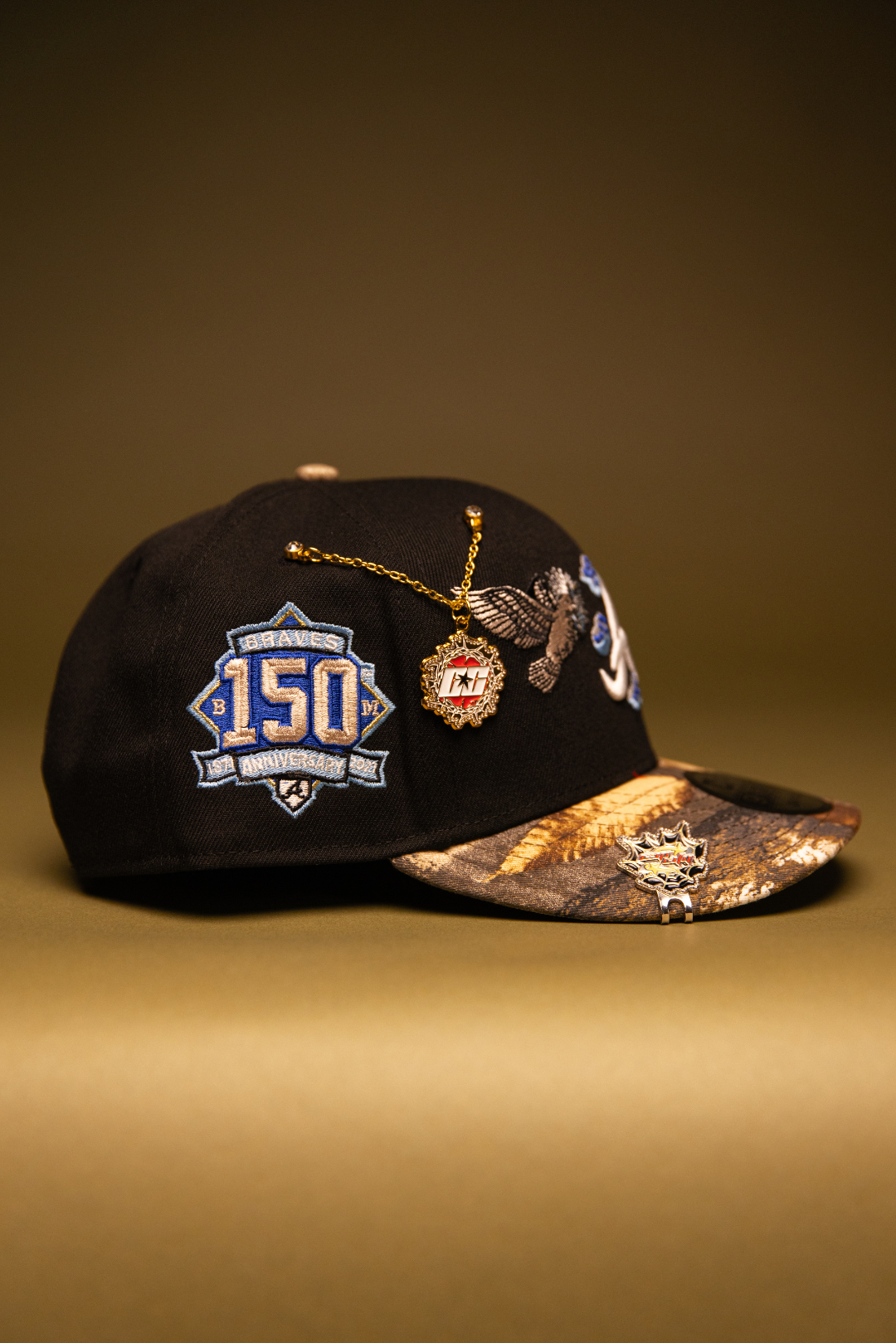NEW ERA EXCLUSIVE 9FIFTY BLACK/REALTREE ATLANTA BRAVES "HEAVENLY CITY" SNAPBACK W/ 150TH ANNIVERSARY SIDE PATCH