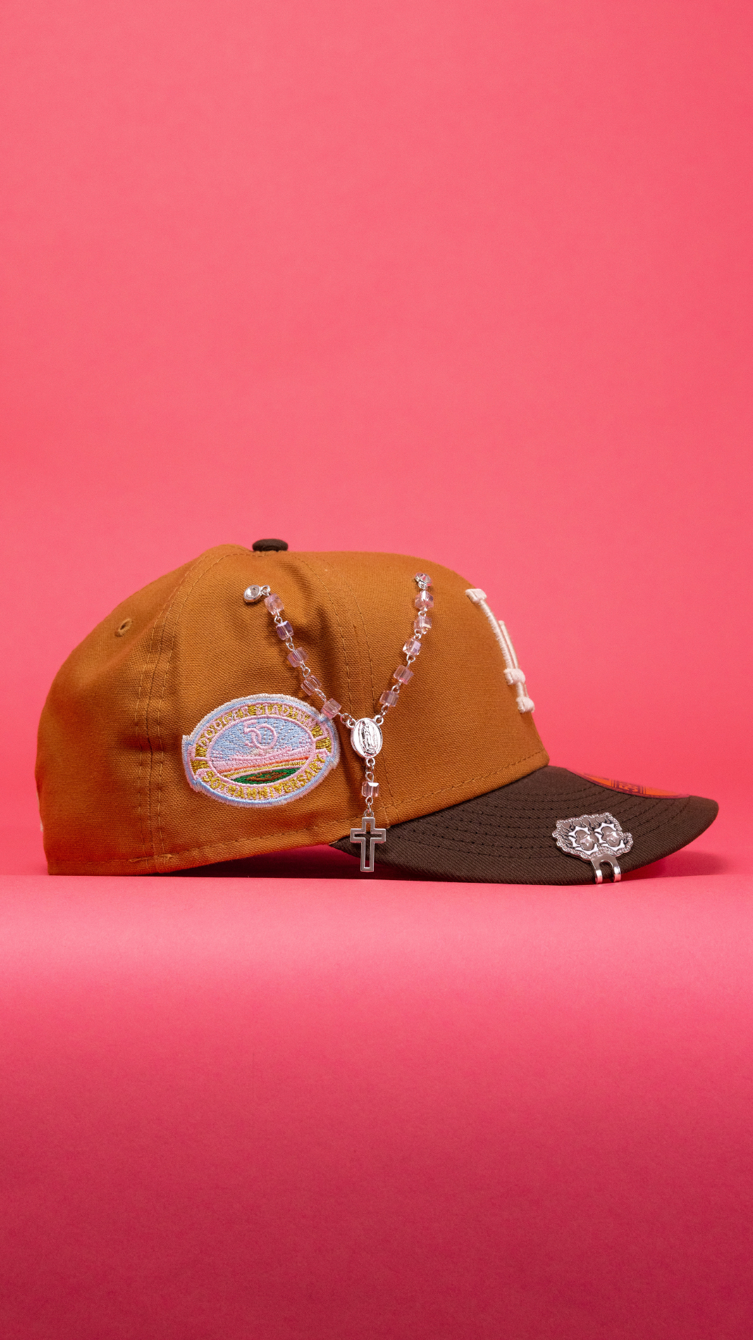 New Era Exclusive 59Fifty Tan/Brown Los Angeles Dodgers W/ 50th Anniversary Side Patch