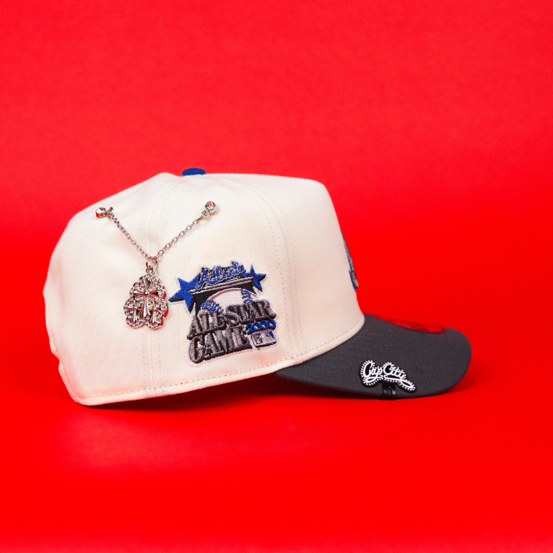 NEW ERA 9FIFTY A-FRAME CHROME/ GREY ATLANTA BRAVES SNAPBACK W/ 2000 ALL STAR GAME SIDE PATCH