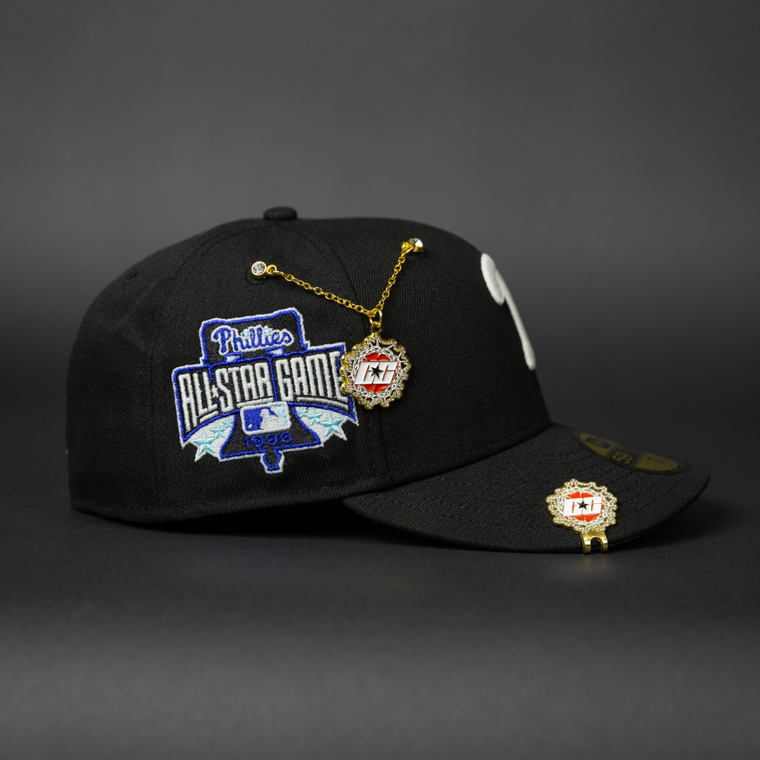 NEW ERA EXCLUSIVE 59FIFTY BLACK PHILADELPHIA PHILLIES W/ 1996 ALL STAR GAME SIDE PATCH