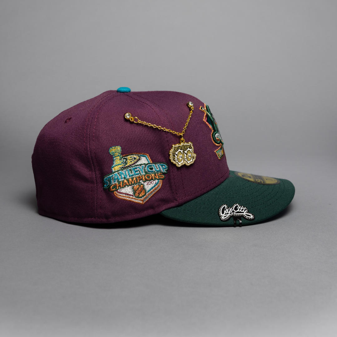 EXCLUSIVO NEW ERA 59FIFTY CHROME BLANCO/VERDE OLIVA ARIZONA DIAMONDBACKS CON PARCHE DE TEMPORADA INAUGURAL 1998 