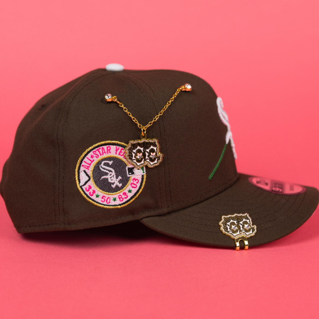NEW ERA EXCLUSIVE 9FIFTY BROWN CHICAGO WHITE SOX SNAPBACK W/ PINK ROSE + ALL STAR YEARS SIDE PATCH