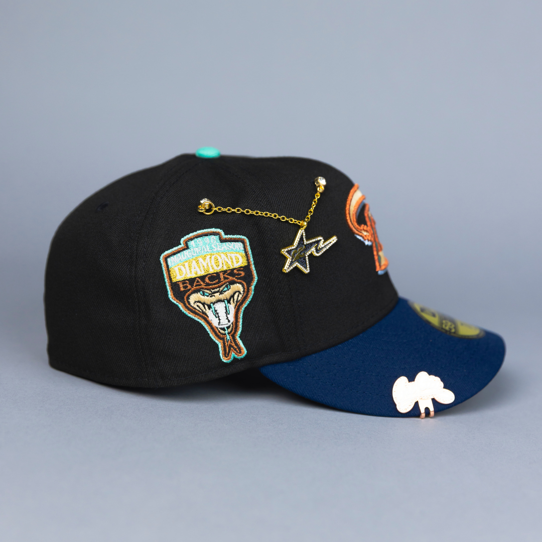 NEW ERA EXCLUSIVE 59FIFTY BLACK/ NAVY ARIZONA DIAMONDBACKS W/ INAUGRAUL SEASON SIDE PATCH
