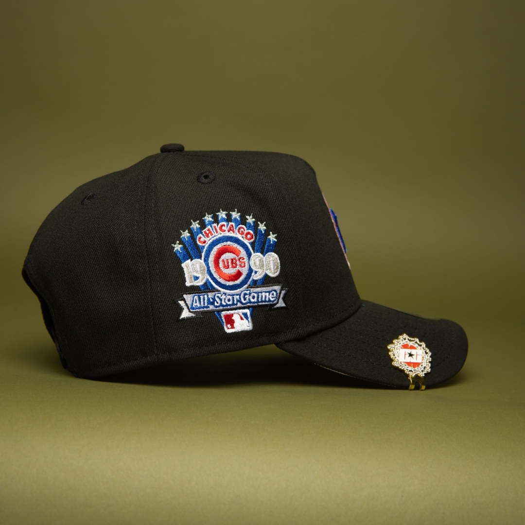 NEW ERA 9FIFTY A-FRAME BLACK CHICAGO CUBS SNAPBACK W/ 1990 ALL STAR GAME SIDE PATCH