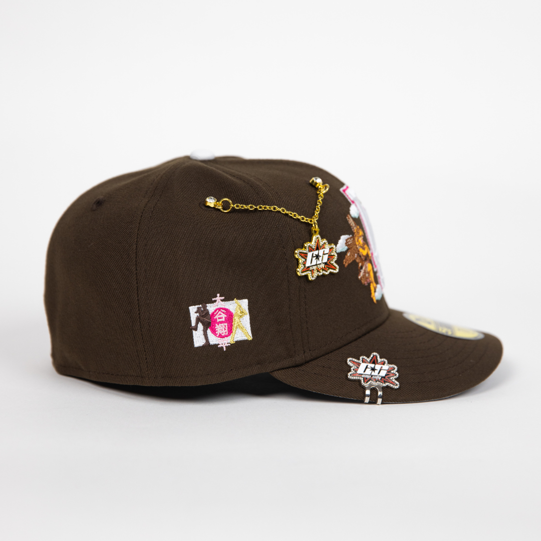 NEW ERA EXCLUSIVE 59FIFTY BROWN LOS ANGELES DODGERS "CITY OF ANGELS" W/ JAPANESE FLAG SIDE PATCH