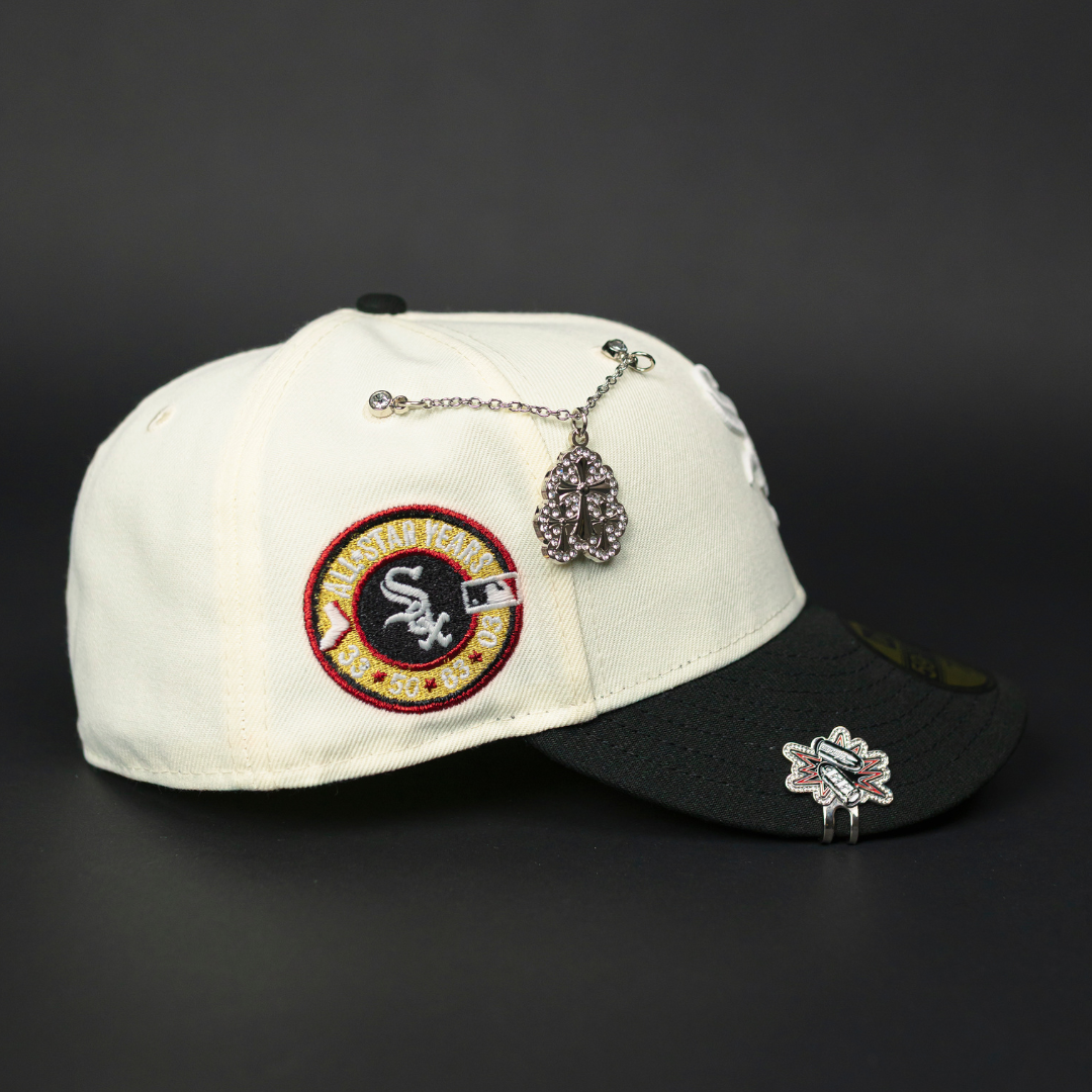NEW ERA EXCLUSIVE 59FIFTY CHROME/ BLACK CHICAGO WHITE SOX W/ ALL STAR YEARS SIDE PATCH