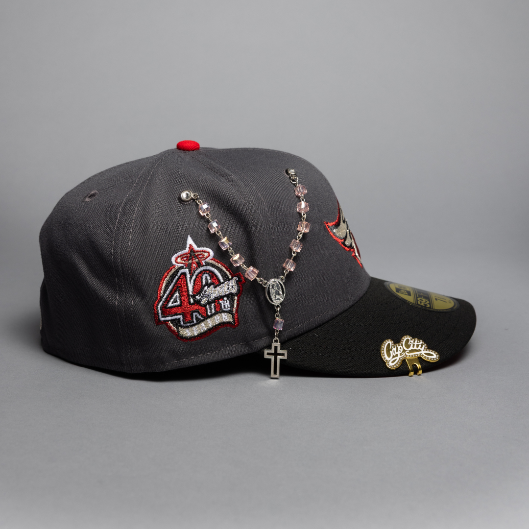NEW ERA EXCLUSIVE 59FIFTY GREY/BLACK ANAHEIM ANGELS W/ 40TH ANNIVERSARY SIDE PATCH