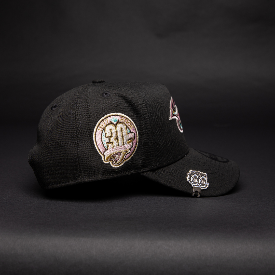 NEW ERA 9FIFTY A-FRAME BLACK TORONTO BLUE JAYS SNAPBACK W/ 30TH ANNIVERSARY SIDE PATCH