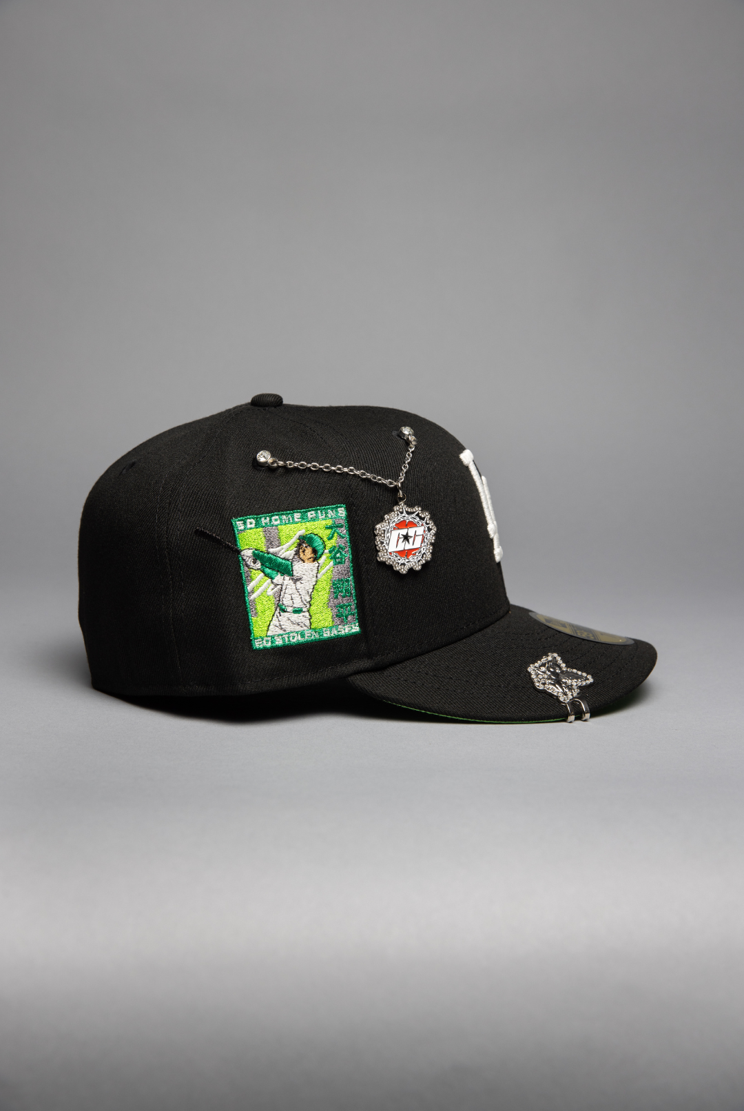 NEW ERA EXCLUSIVE 59FIFTY BLACK LOS ANGELES DODGERS W/ SHOHEI OHTANI 50-50 CLUB SIDE PATCH