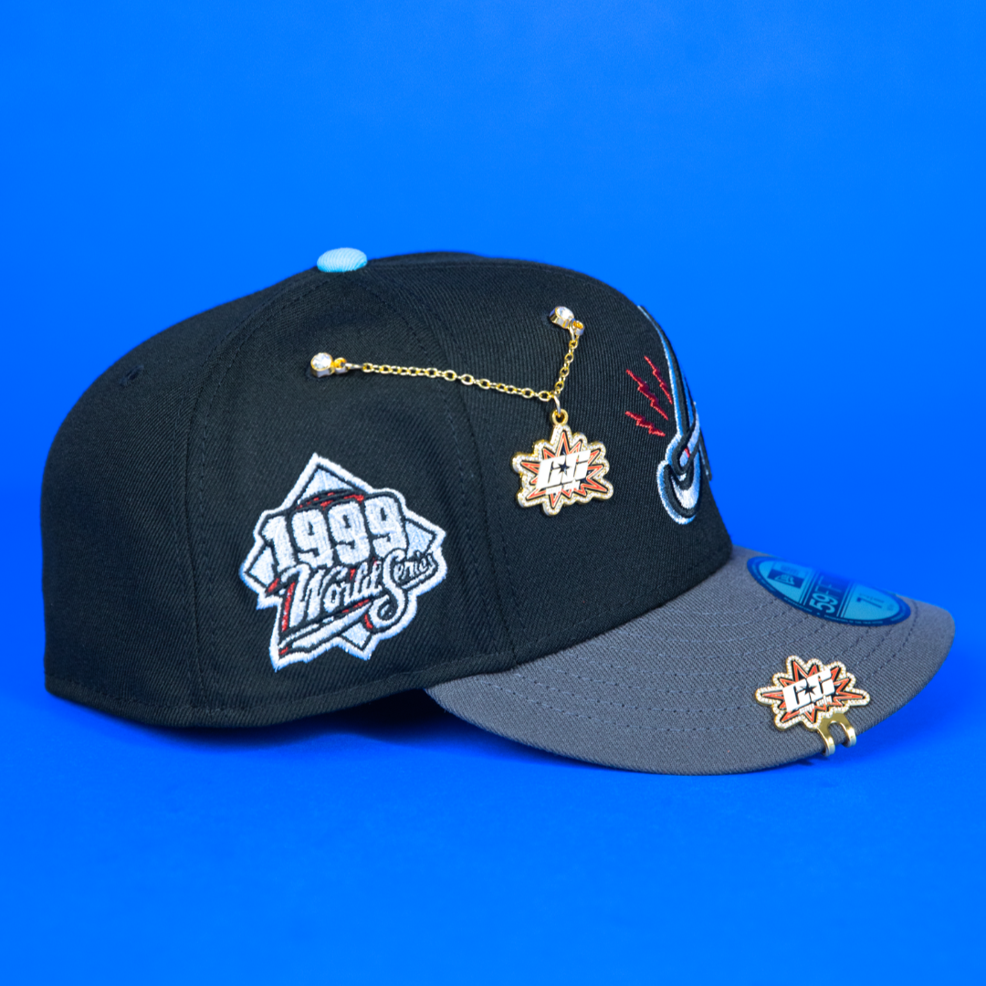 NEW ERA 59FIFTY BLACK/ GREY ATLANTA BRAVES W/ 1999 WORLD SERIES SIDE PATCH