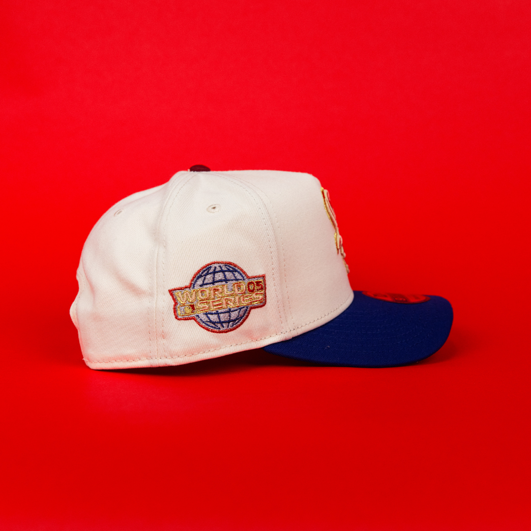 NEW ERA 9FIFTY A-FRAME CHROME/ BLUE CHICAGO WHITE SOX SNAPBACK W/ 2005 WORLD SERIES SIDE PATCH