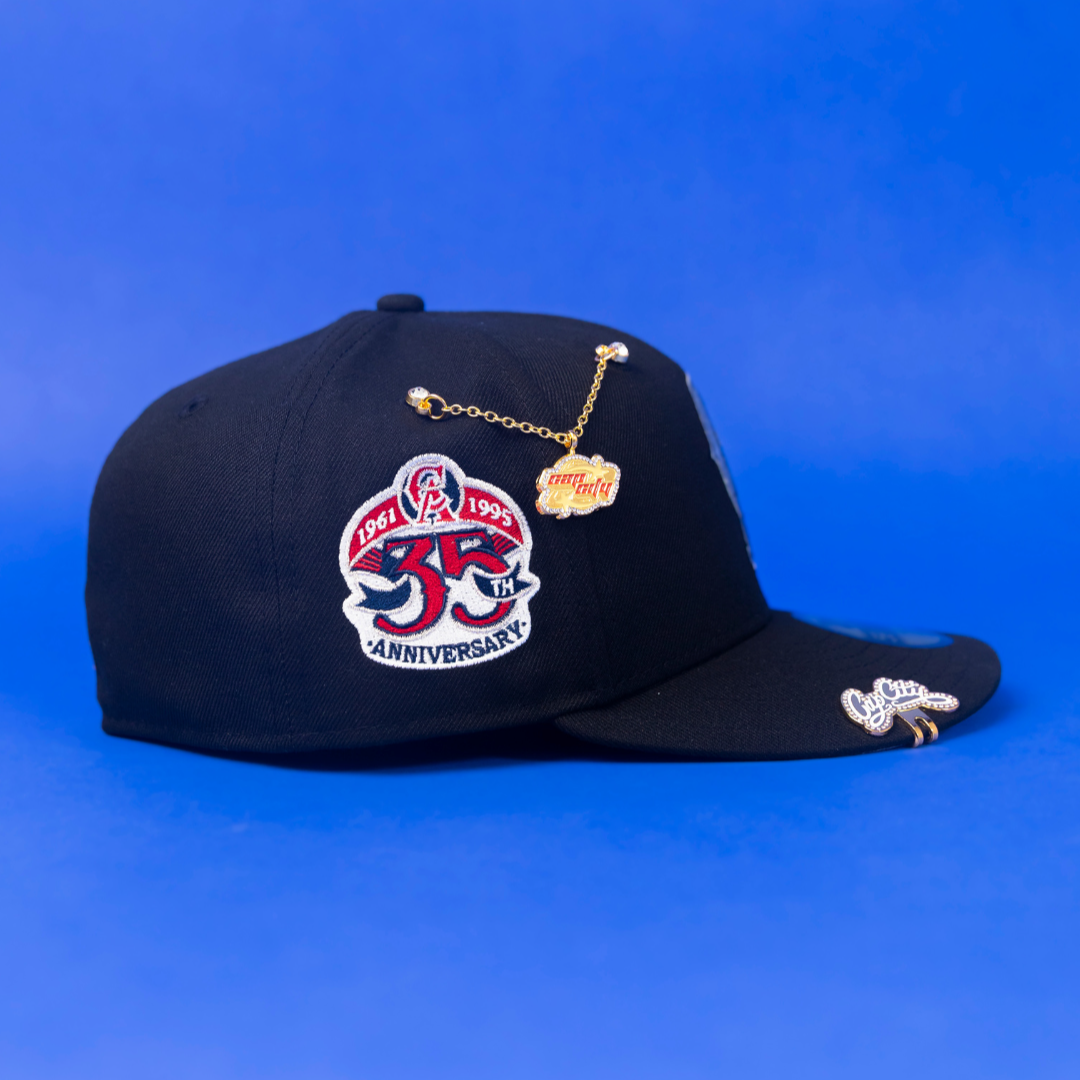 NEW ERA 59FIFTY BLACK "CALIFORNIA ANGELS" W/ 35TH ANNIVERSARY SIDE PATCH