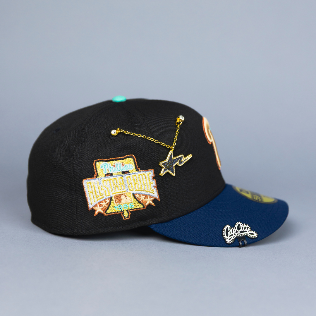 NEW ERA EXCLUSIVE 59FIFTY BLACK/ NAVY PHILADELPHIA PHILLIES W/ ALL STAR GAME SIDE PATCH