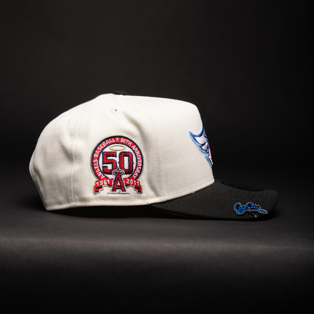 NEW ERA 9FIFTY A-FRAME CHROME/BLACK ANAHEIM ANGELS W/ 50TH ANNIVERSARY SIDE PATCH