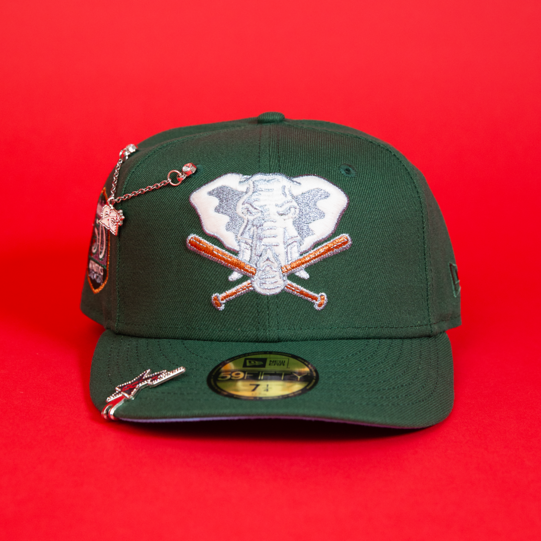 NEW ERA EXCLUSIVE 59FIFTY EMERALD GREEN OAKLAND ATHLETICS W/ 50TH ANNIVERSARY SIDE PATCH