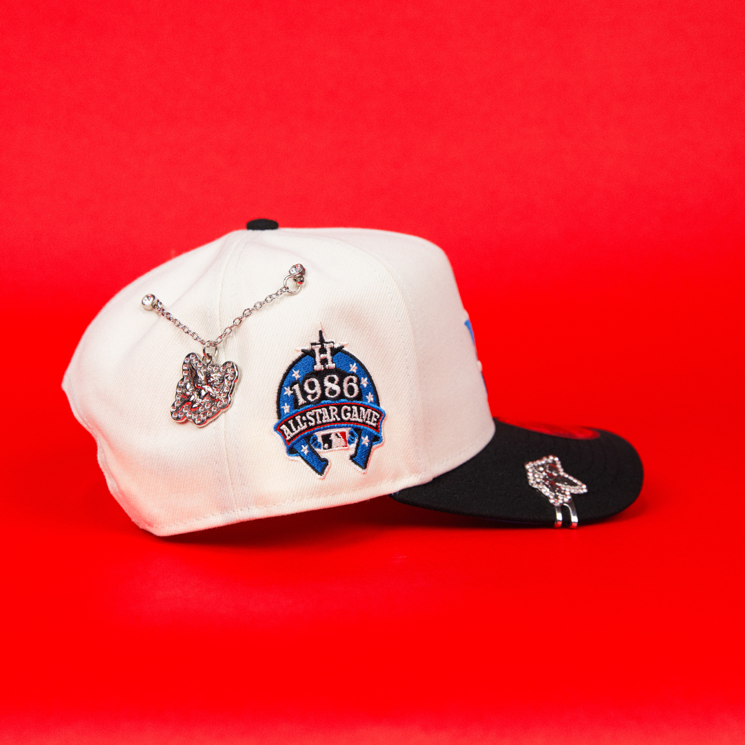 NEW ERA 9FIFTY A-FRAME CHROME/ BLACK HOUSTON ASTROS SNAPBACK W/ 1986 ALL STAR GANE SIDE PATCH