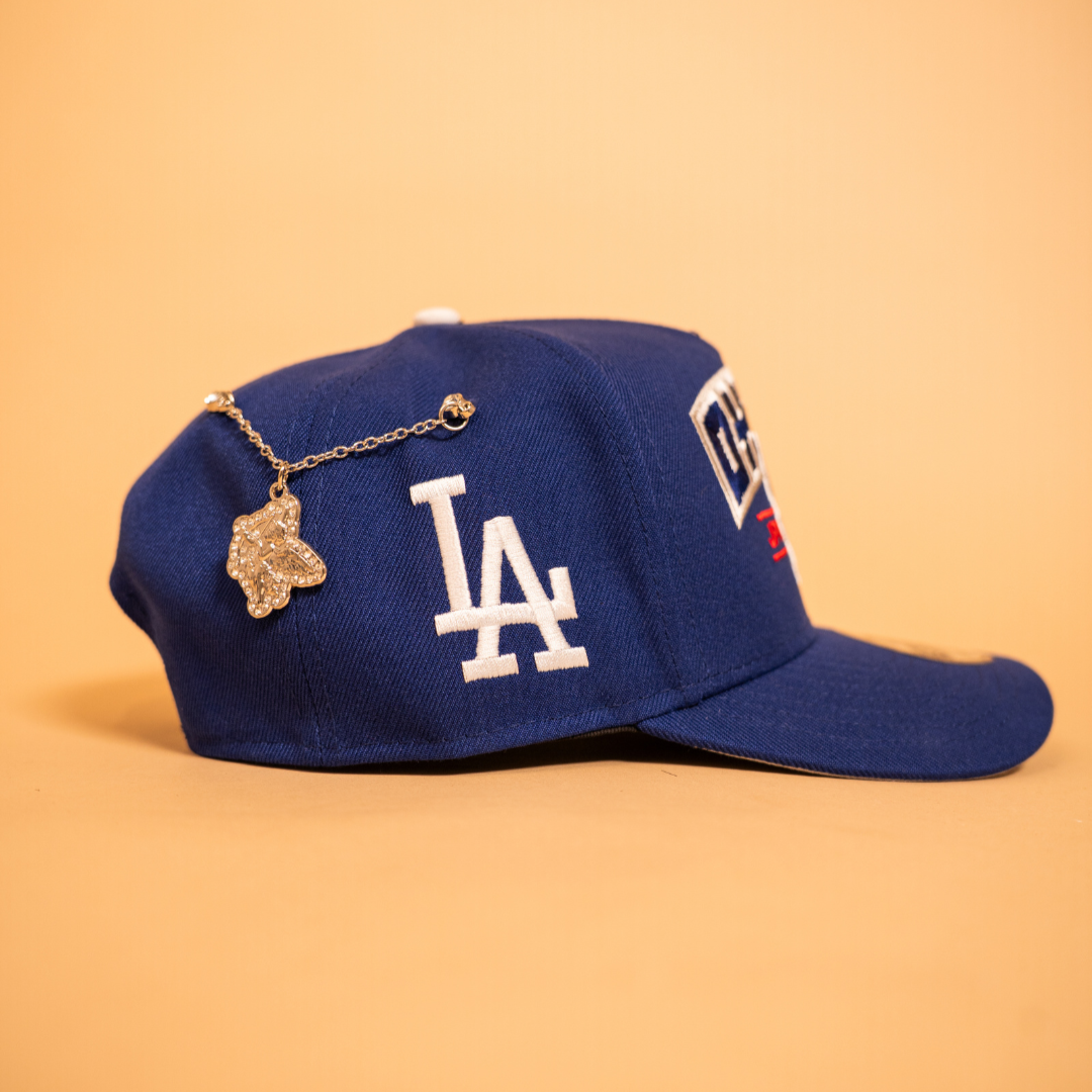 NEW ERA EXCLUSIVE 9FIFTY A-FRAME BLUE LOS ANGELES DODGERS "SHOHEI OHTANI"SCRIPT W/ LA LOGO SIDE PATCH
