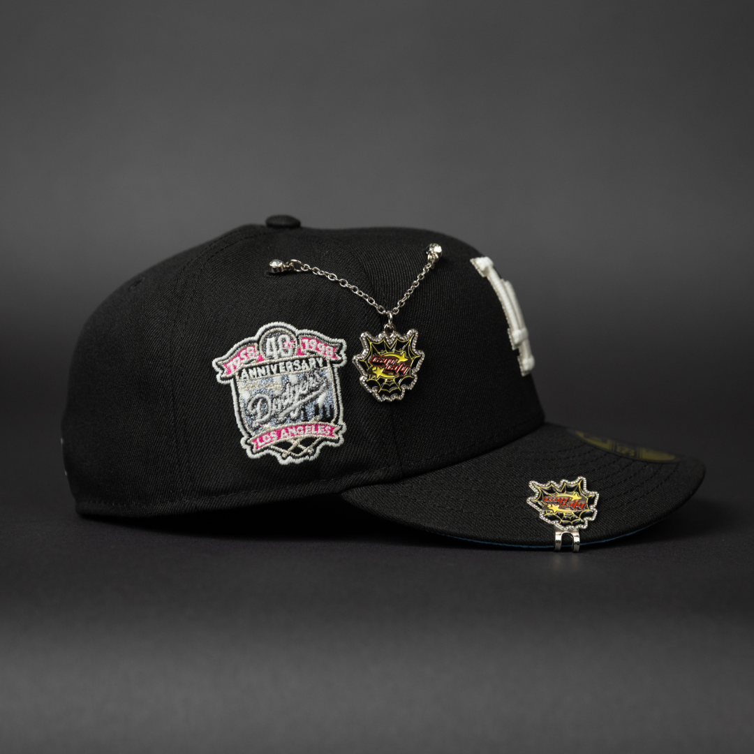 NEW ERA EXCLUSIVE 59FIFTY BLACK LOS ANGELES DODGERS W/ 40TH ANNIVERSARY SIDE PATCH