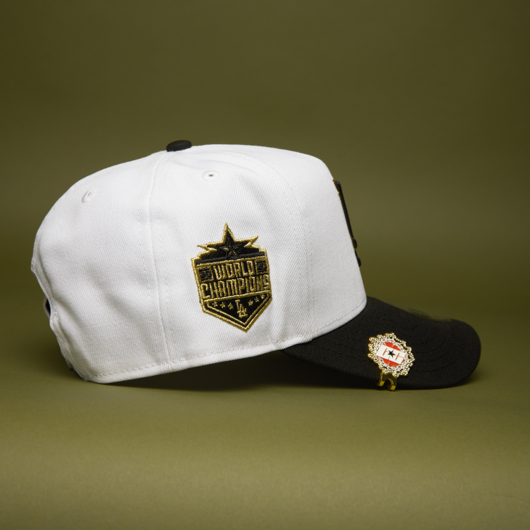 NEW ERA 9FIFTY A-FRAME PEARL WHITE LOS ANGELES DODGERS SNAPBACK W/ WORLD CHAMPIONS SIDE PATCH