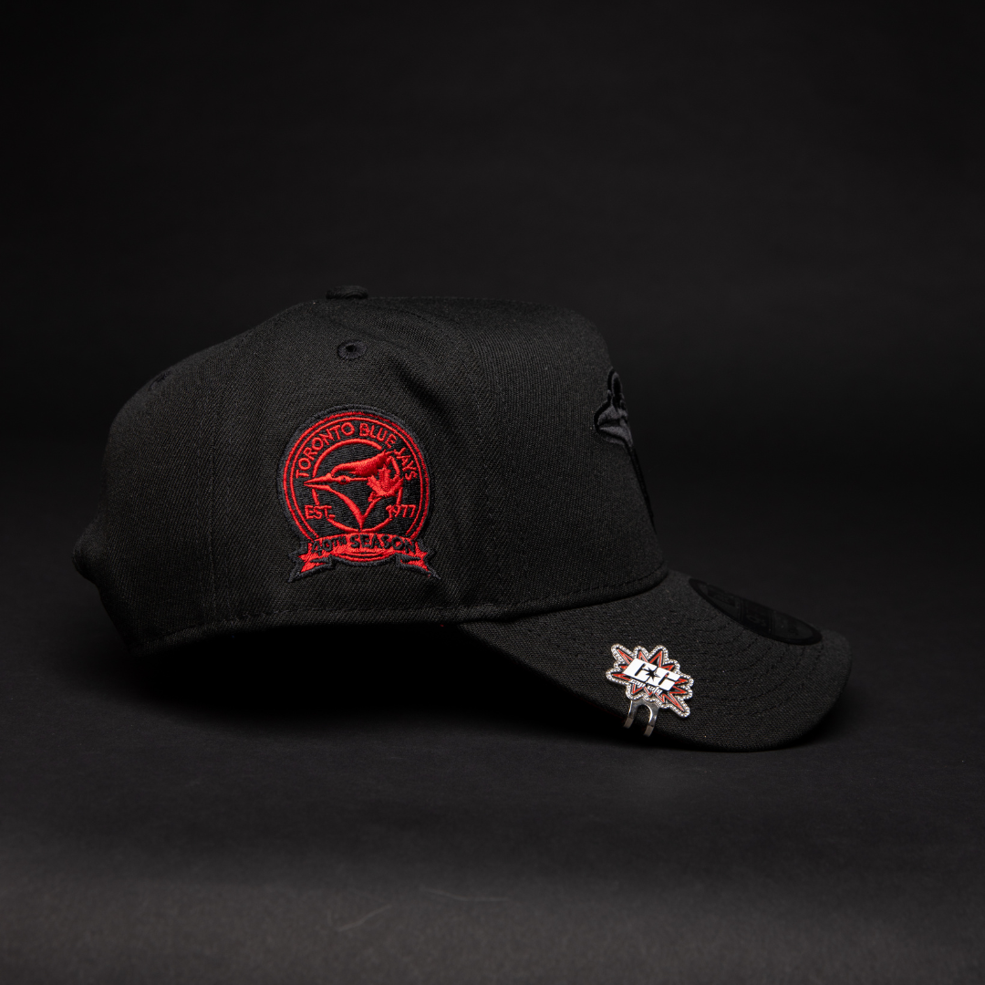 NEW ERA 9FIFTY A-FRAME BLACKED OUT TORONTO BLUE JAYS SNAPBACK W/ 40TH SEASON SIDE PATCH