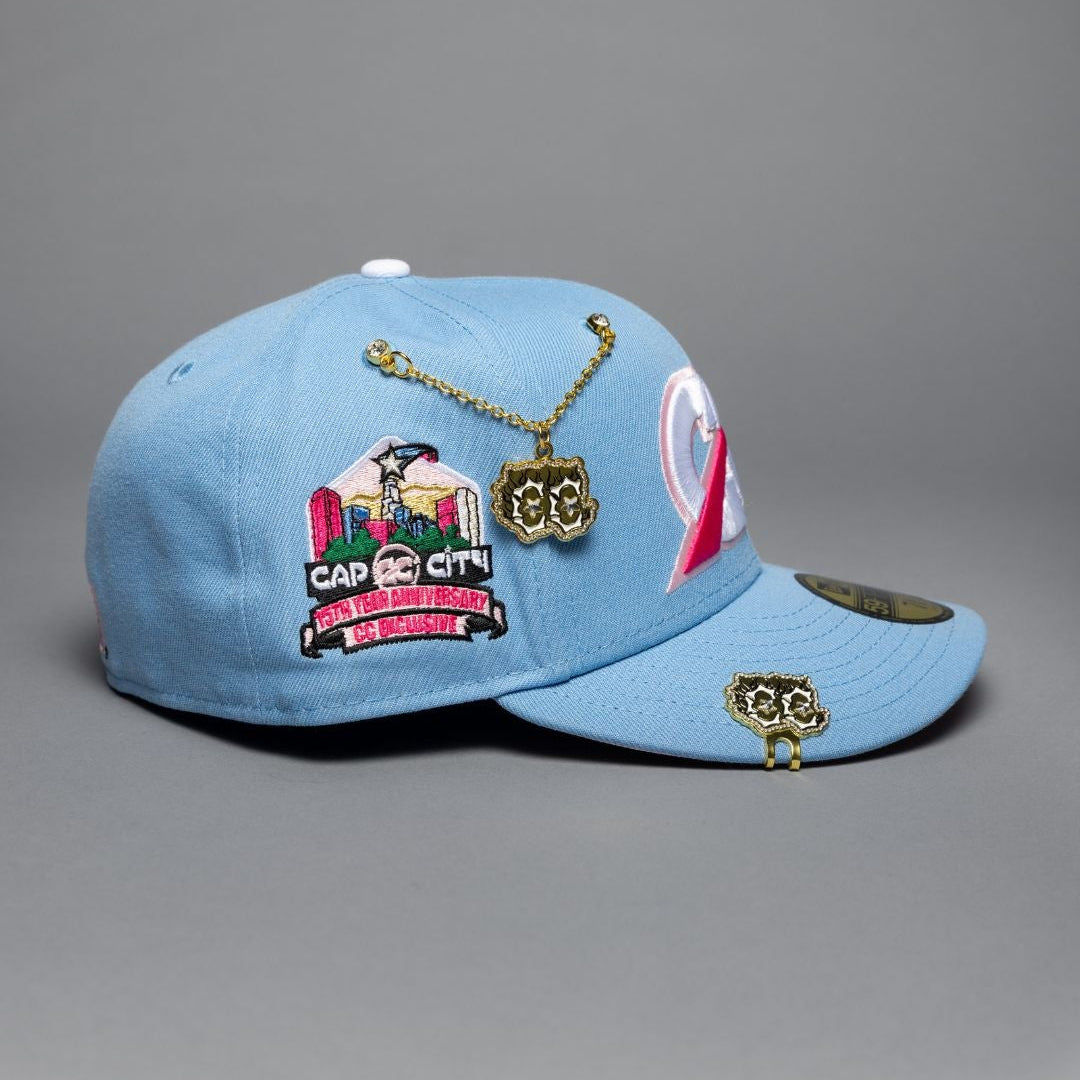 NEW ERA EXCLUSIVE 59FIFTY ICY BLUE "CAP CITY" W/ 15TH ANNIVERSARY SIDE PATCH