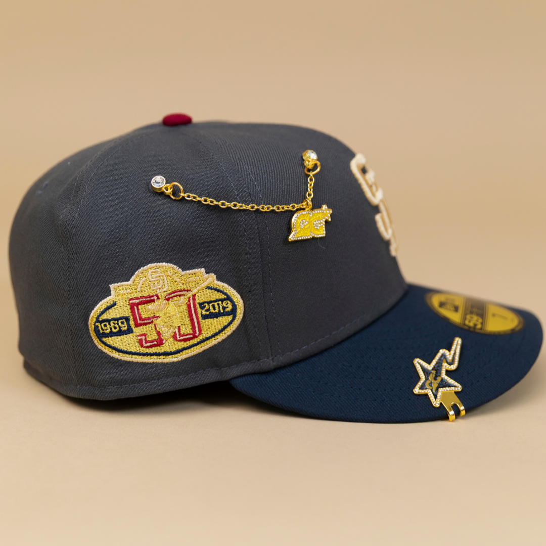 NEW ERA EXCLUSIVE 59FIFTY GREY/ NAVY SAN DIEGO PADRES W/ ALL STAR GAME SIDE PATCH