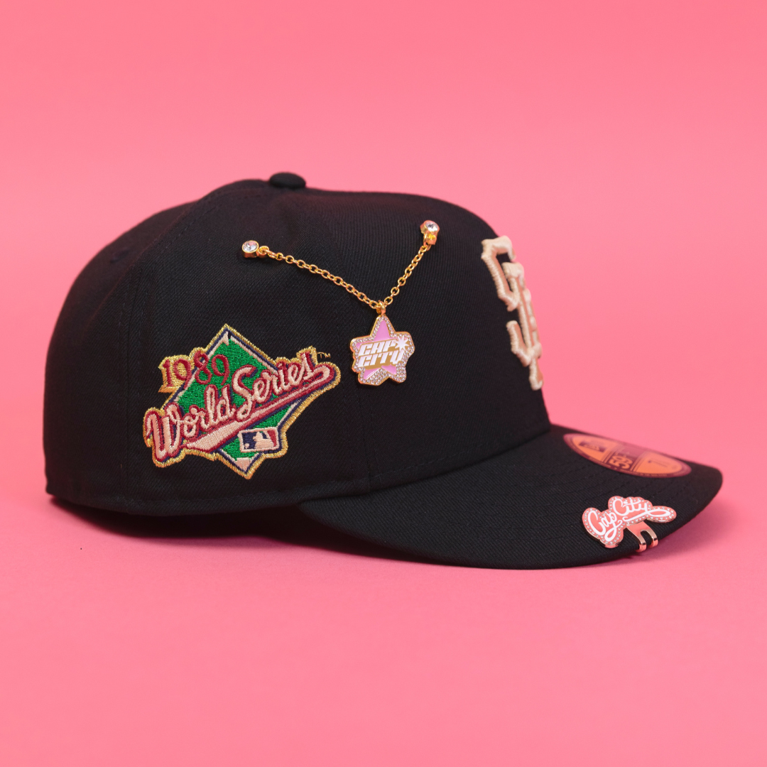 NEW ERA EXCLUSIVE 59FIFTY BLACK SAN FRANCISCO GIANTS W/ 1989 WORLD SERIES SIDE PATCH