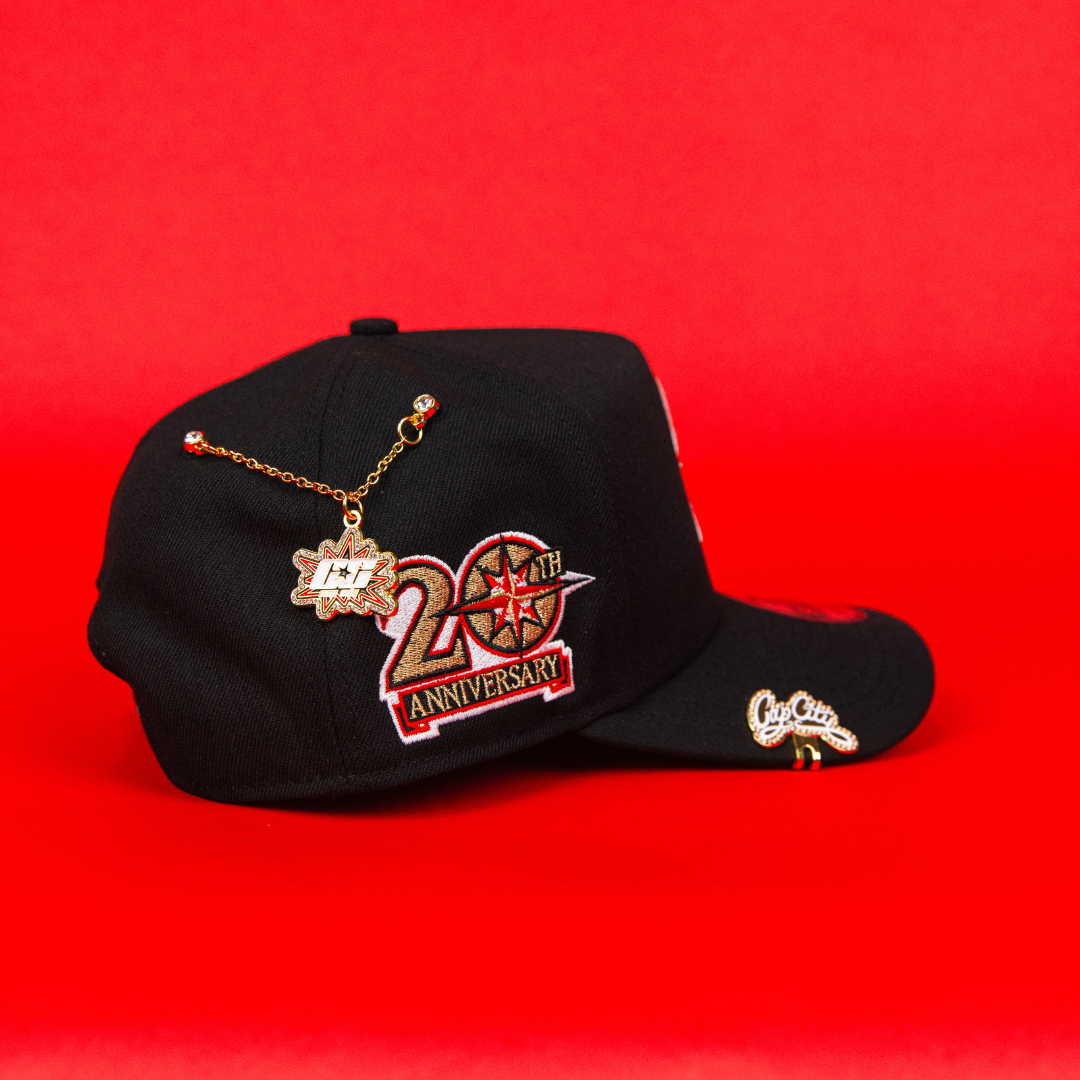 NEW ERA 9FIFTY A-FRAME BLACK SEATTLE MARINERS SNAPBACK W/ 20TH ANNIVERSARY SIDE PATCH