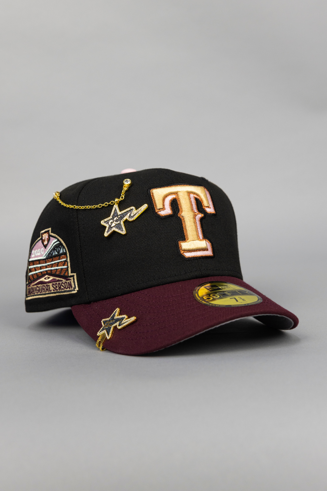 EXCLUSIVO DE NEW ERA 59FIFTY CHROME BLANCO/AZUL TEXAS RANGERS CON 40 ANIVERSARIO 
