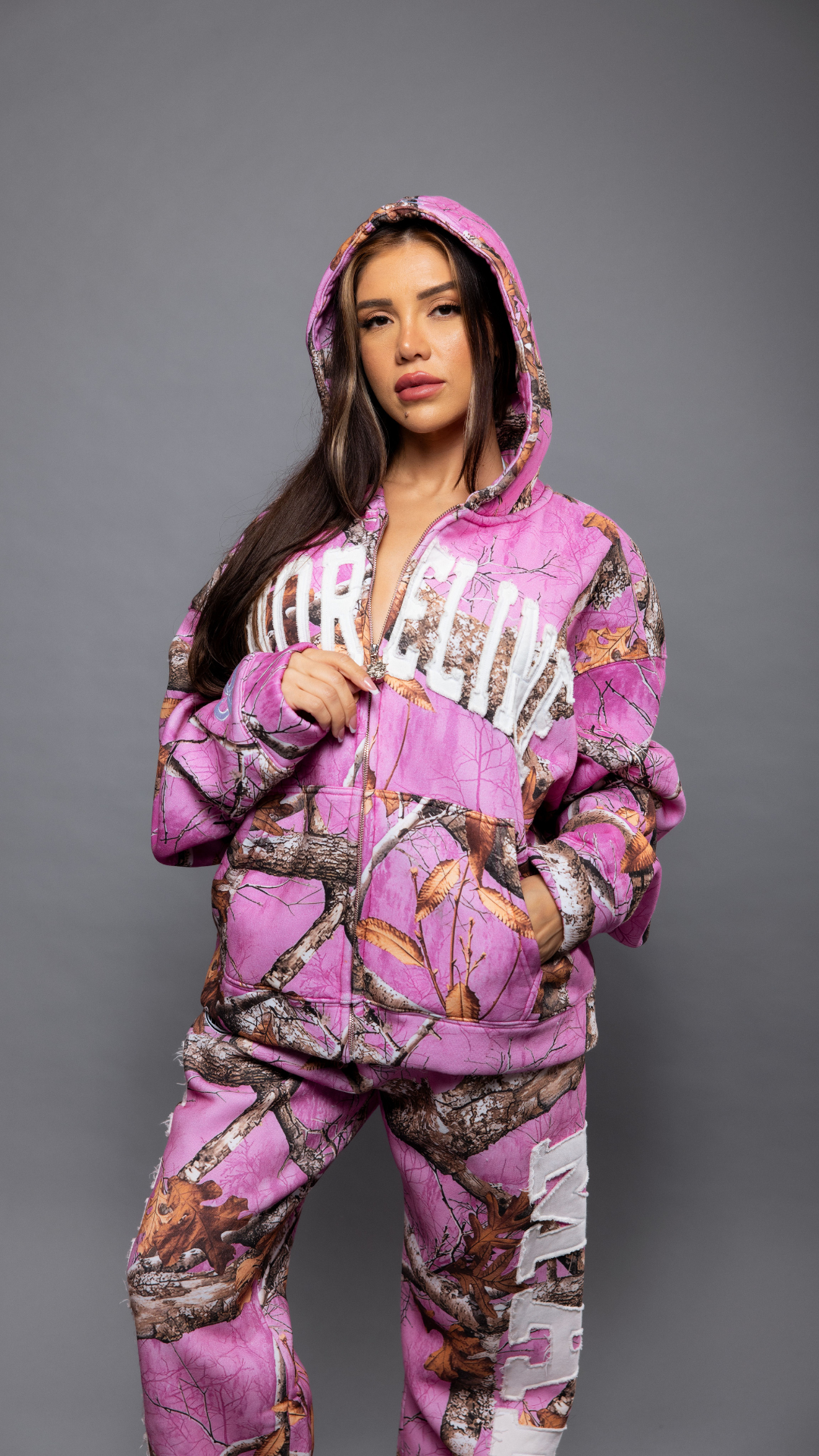 CAP CITY X SHORELINE MAFIA PINK CAMO ZIP UP HOODIE - UNISEX CAP CITY X SHORELINE MAFIA PINK CAMO ZIP UP HOODIE - UNISEX