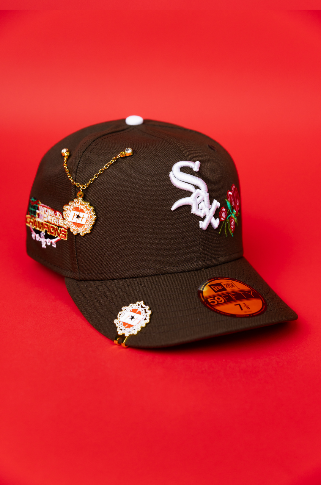 NEW ERA EXCLUSIVE 59FIFTY BROWN CHICAGO WHITE SOX W/ WORLD SERIES CHAMPIONS SIDE PATCH