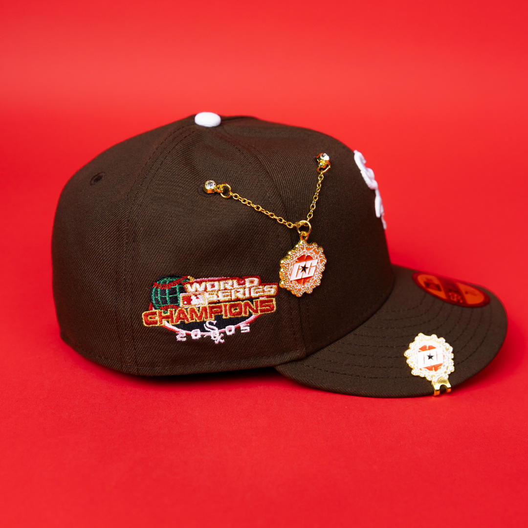 NEW ERA EXCLUSIVE 59FIFTY BROWN CHICAGO WHITE SOX W/ WORLD SERIES CHAMPIONS SIDE PATCH