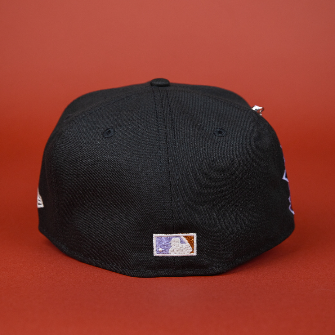 NEW ERA EXCLUSIVE 59FIFTY BLACK TEXAS RANGERS W/ FINAL SEASON SIDE PATCH