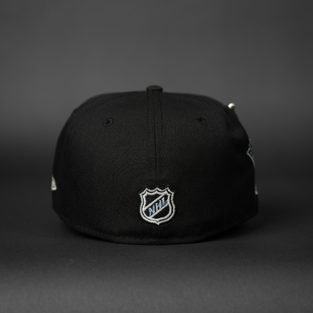 NEW ERA EXCLUSIVE 59FIFTY BLACK ANAHEIM DUCKS W/ 30TH ANNIVERSARY SIDE PATCH