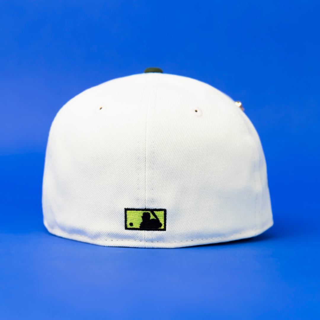 NEW ERA EXCLUSIVE 59FIFTY CHROME/ OLIVE HOUSTON ASTROS W/ 50TH ANNIVERSARY SIDE PATCH