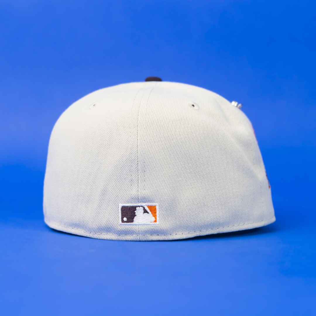 NEW ERA EXCLUSIVE 59FIFTY STONE GREY/ BROWN CHICAGO CUBS W/ 1990 ALL STAR GAME PATCH