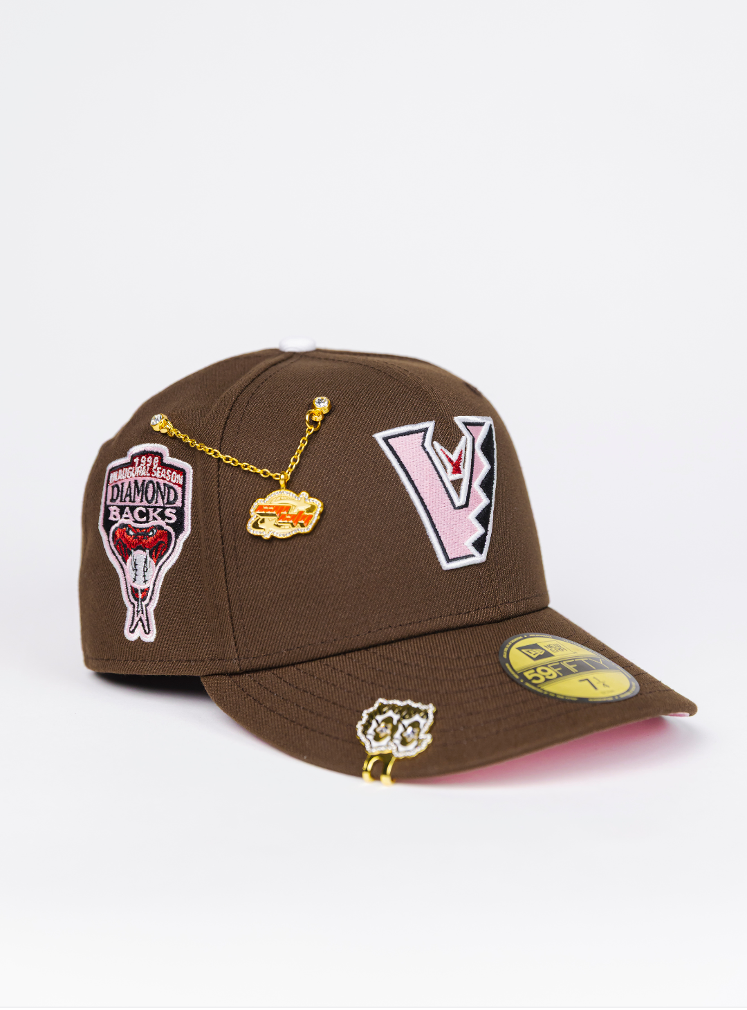 NEW ERA EXCLUSIVE 59FIFTY BROWN UPSIDE DOWN ARIZONA DIAMONDBACKS W/ 1998 INAUGURAL SEASON SIDE PATCH