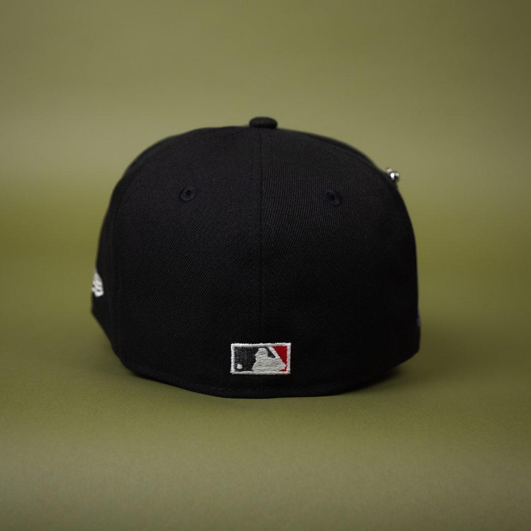 NEW ERA EXCLUSIVE 59FIFTY BLACK SAN DIEGO PADRES W/ SPIDER WEB LOGO + PETCO PARK SIDE PATCH