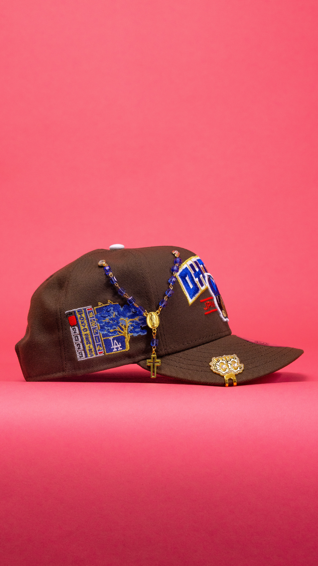 New Era Exclusive 9Fifty Brown Los Angeles Dodgers Snapback W/ Shohei Ohtani Script + Japanese Blue Blossom Side Patch