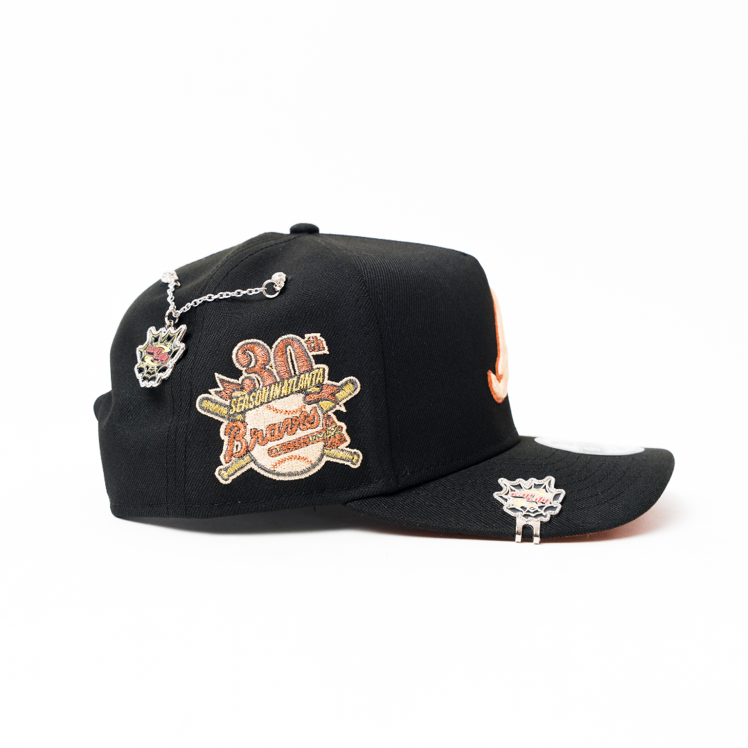 NEW ERA 9FIFTY A-FRAME BLACK ATLANTA BRAVES SNAPBACK W/ 30TH ANNIVESRARY SIDE PATCH