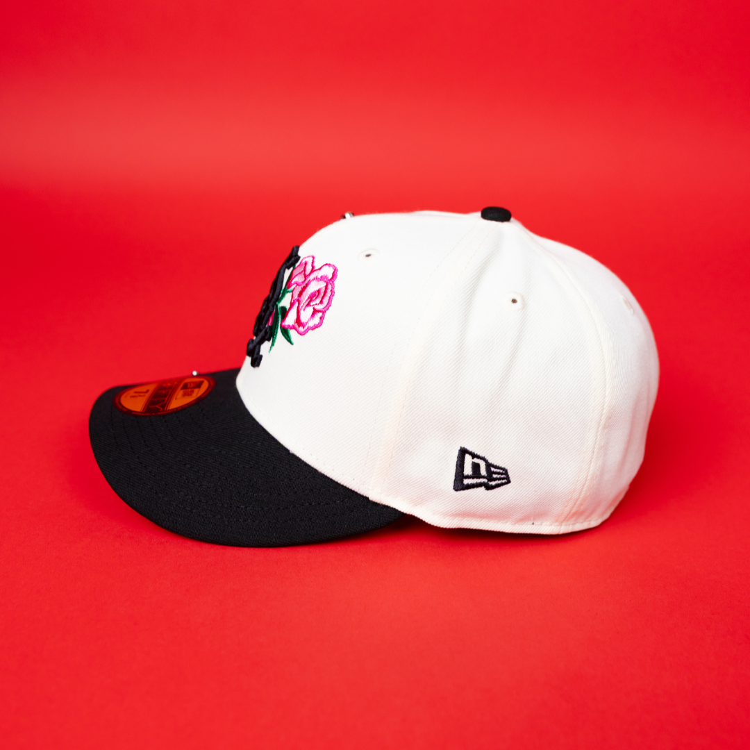 NEW ERA EXCLUSIVE 59FIFTY CHROME/ BLACK CHICAGO WHITE SOX W/ PINK ROSE +1917 WORLD SERIES SIDE PATCH